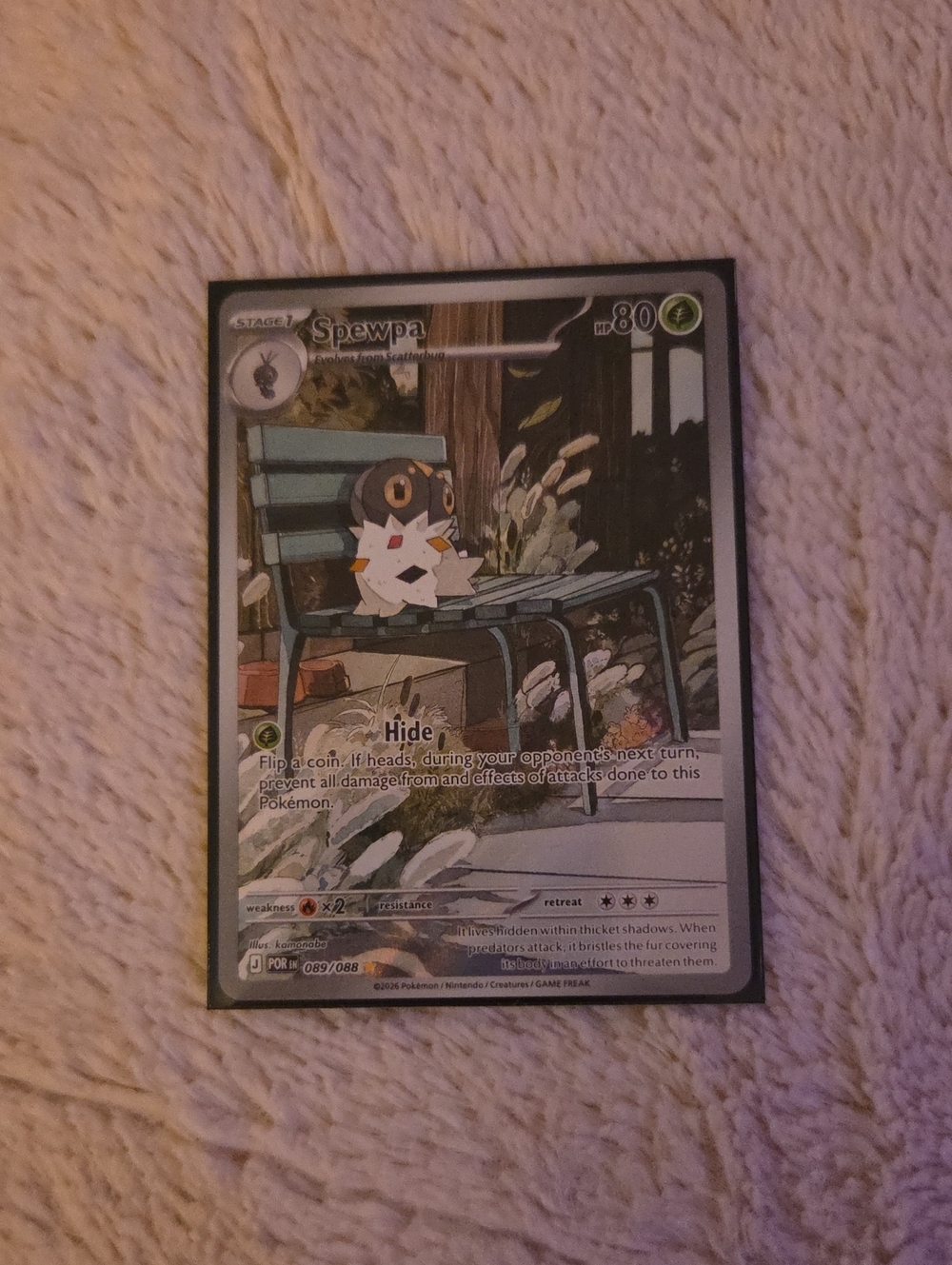 Pokemon Spewpa Card with Green and Brown Artwork